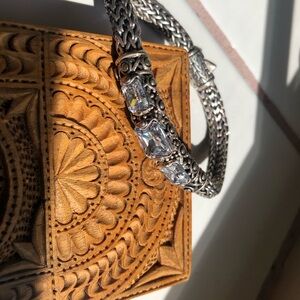 Silver Bracelet with Clear Gemstones